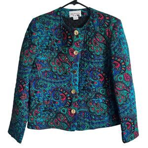 Stephen Douglas Vintage Quilted Jacket Size 10 Abstract Colorful 80s 90s Boho